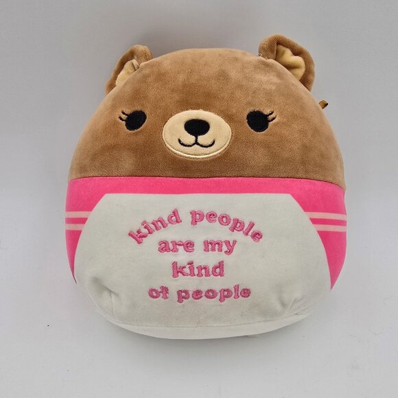 Kellytoy Other - Original Squishmallow Plush Kellytoy Bear Quote Design Brown/Pink Good Condition